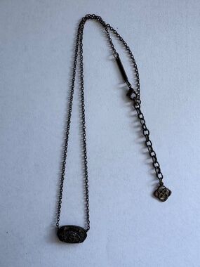 Kendra Scott Elisa Pendant Necklace in Gunmetal Black Drusy